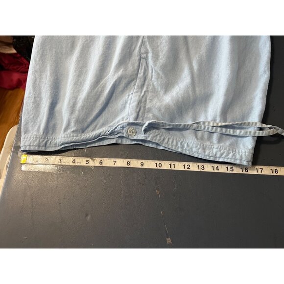 Sag Harbor Light Blue Embroidered Linen Blend Capri Pants‎ Sz 18 Lagenlook Beach - Picture 2 of 13